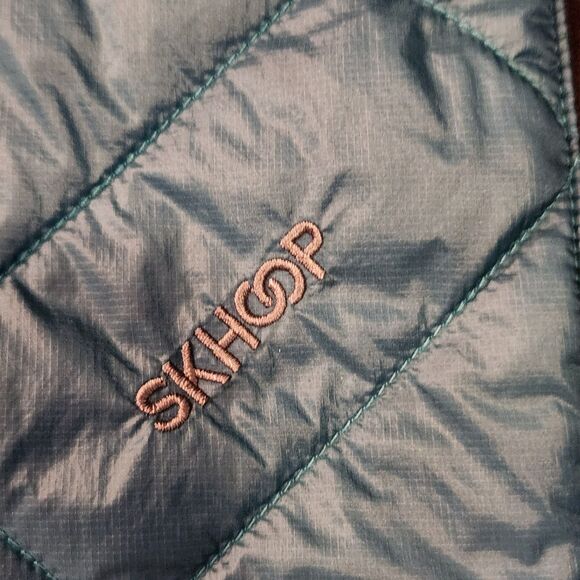 SKHOOP Quilted Insulated Mini Skirt, Deep Lake Blue, Winter Activewear Sz L - Picture 3 of 10